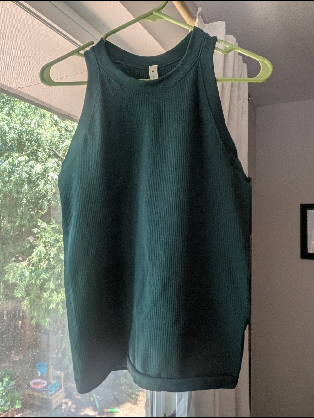 Athleta Ribbed High-Neck Tank in Deep Green